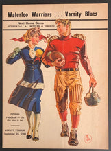 Load image into Gallery viewer, 1966 Canadian College Football Program Varsity Stadium U OF T Hosts Waterloo Warriors In Excellent Condition
