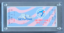 Load image into Gallery viewer, 1989 Toronto Blue Jays Baseball Full Ticket To The First Game At SkyDome Encased
