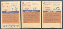 Load image into Gallery viewer, 1974-75 O-Pee-Chee Hockey Card Lot WHA #4 Ulf Nilsson RC Andres Hedberg #17 and Bobby Hull #50
