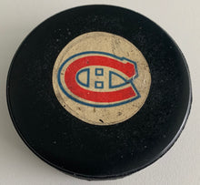 Load image into Gallery viewer, Montreal Canadiens NHL Game Puck Used 1973-1983 Viceroy Rubber Crested + Plastic Version

