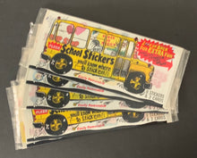 Load image into Gallery viewer, 1984 Issued 5 Unopened Mint Packages Of Fleer School Stickers Each Pack Has 9 Stickers + 3 Cards
